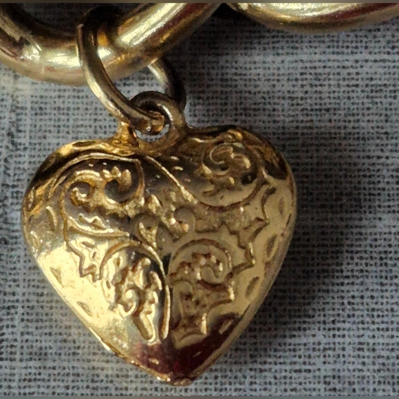 The Limited Vtg Italy Black Leather Chain Belt W/Gold Hearted-Beaded Charms 37" - Picture 11 of 16